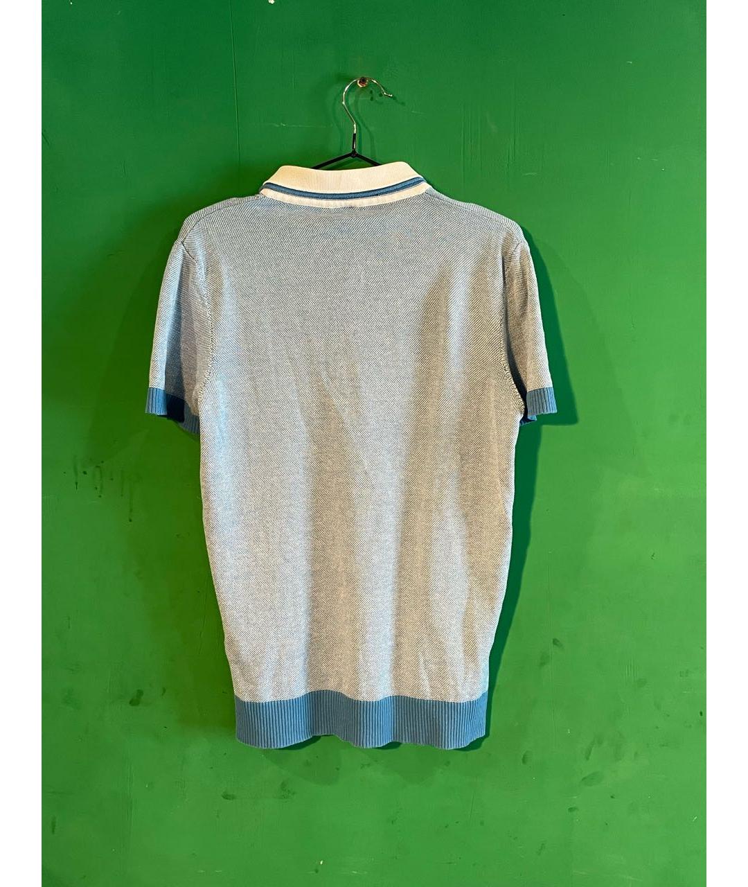 BRIONI Голубое хлопковое поло с коротким рукавом, фото 2
