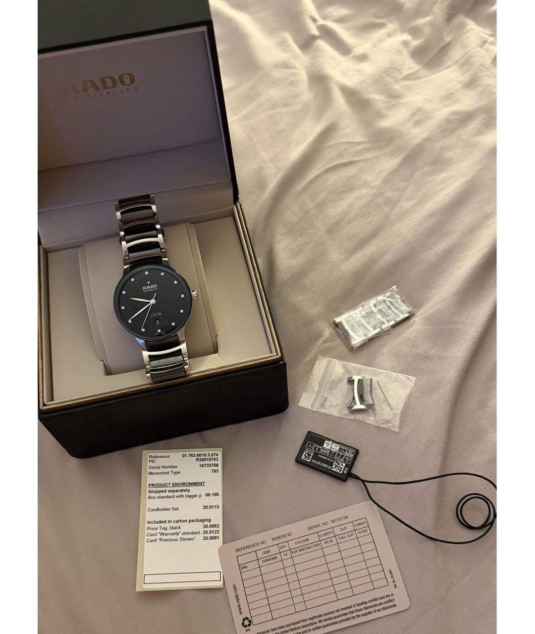 RADO Черные керамические часы, фото 6