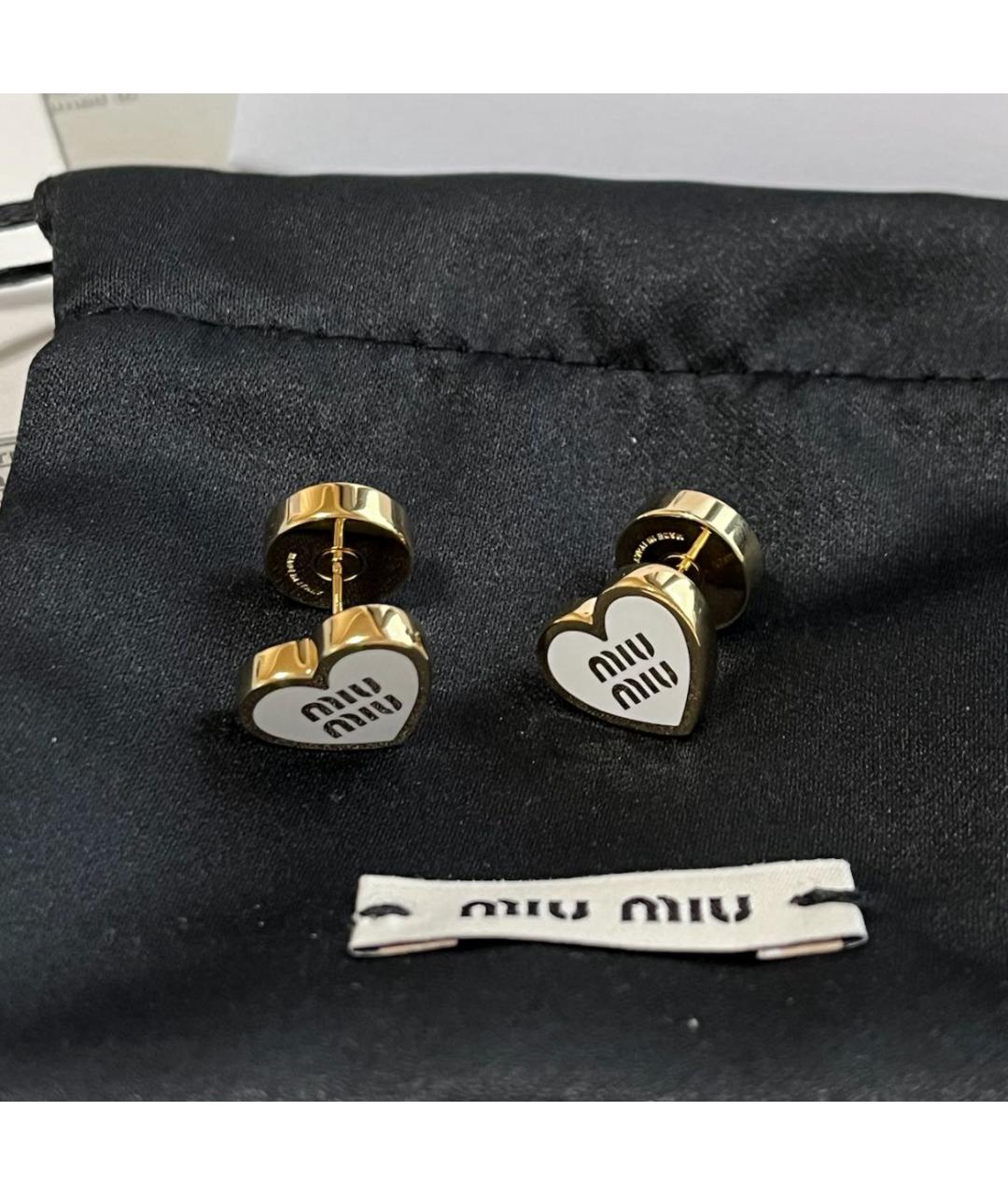 MIU MIU Белые латунные серьги, фото 8