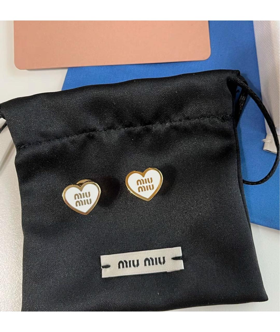 MIU MIU Белые латунные серьги, фото 5