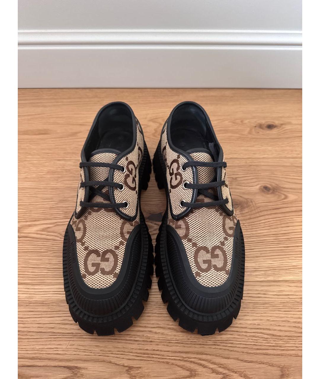 GUCCI Бежевые текстильные брогги и оксфорды, фото 2