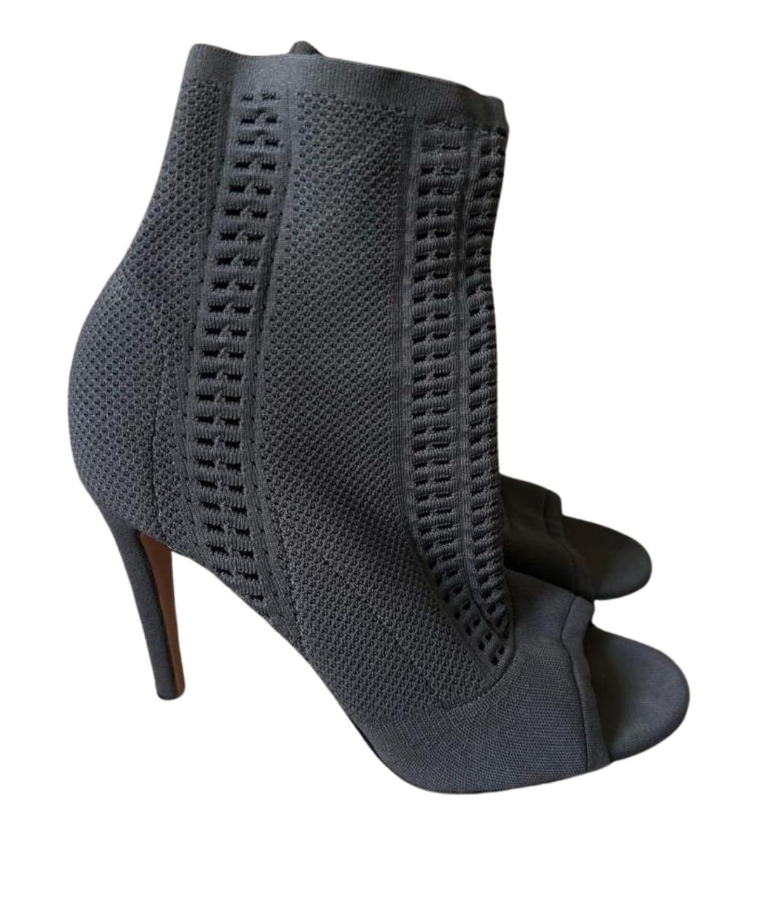 GIANVITO ROSSI Темно-синие текстильные ботильоны, фото 1