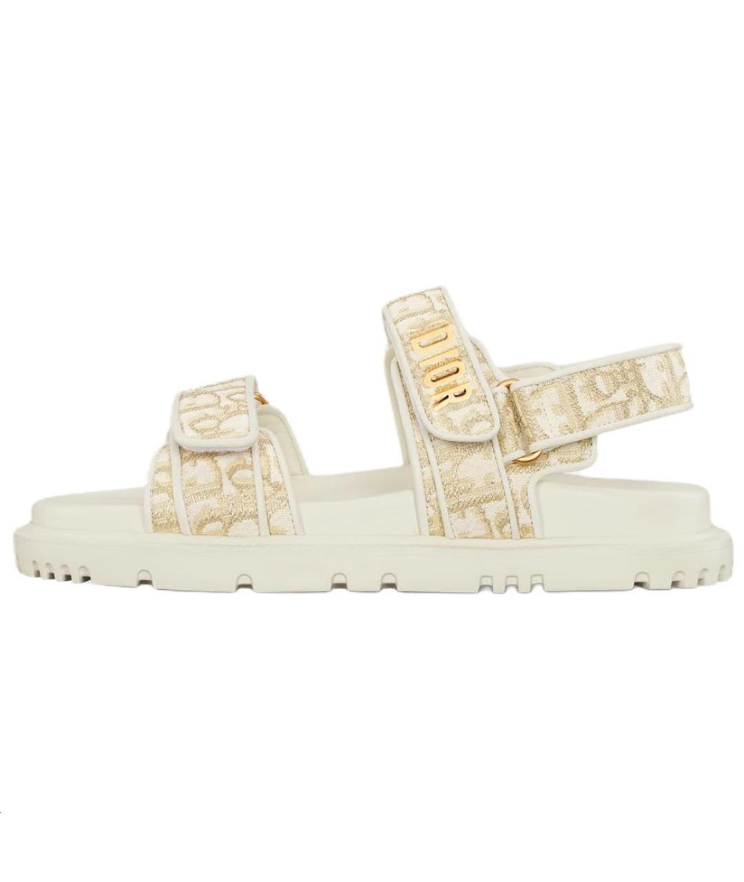 CHRISTIAN DIOR Бежевые текстильные сандалии, фото 2