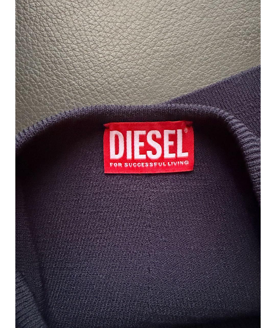 DIESEL Темно-синяя вискозная майка, фото 4