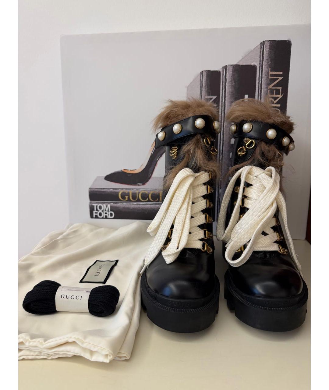 GUCCI Черные кожаные ботильоны, фото 2