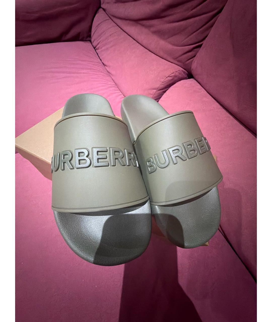 BURBERRY Хаки резиновые шлепанцы, фото 2