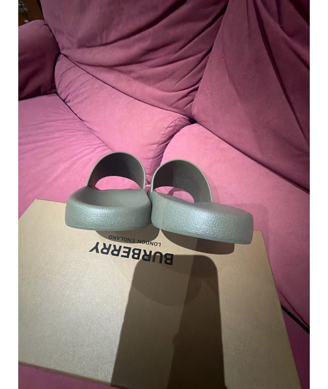 BURBERRY Хаки резиновые шлепанцы, фото 4