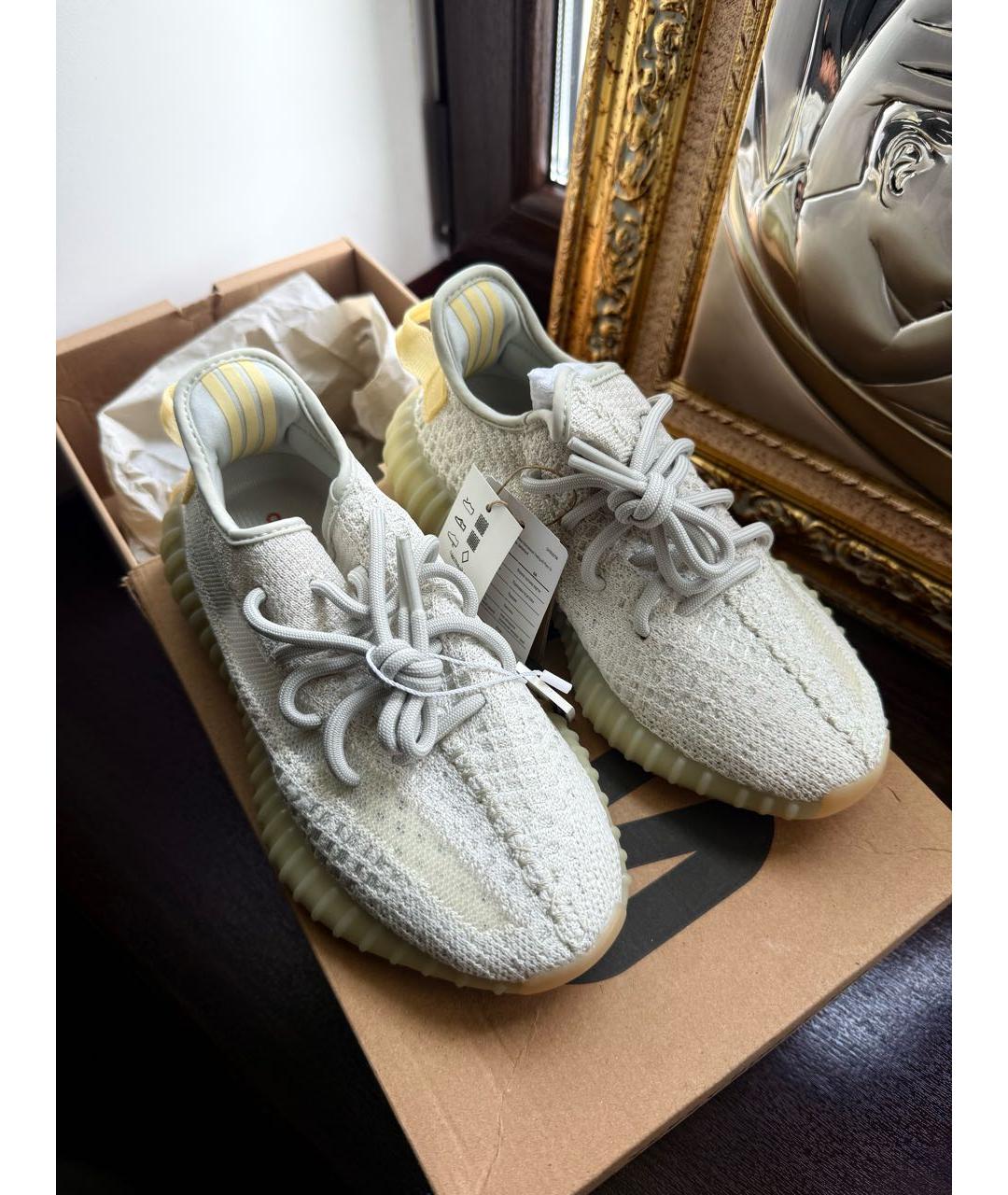 YEEZY Серебряные текстильные кроссовки, фото 5