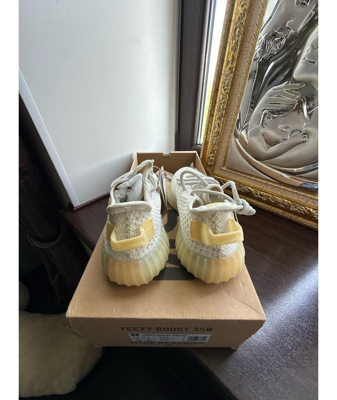 YEEZY Серебряные текстильные кроссовки, фото 4