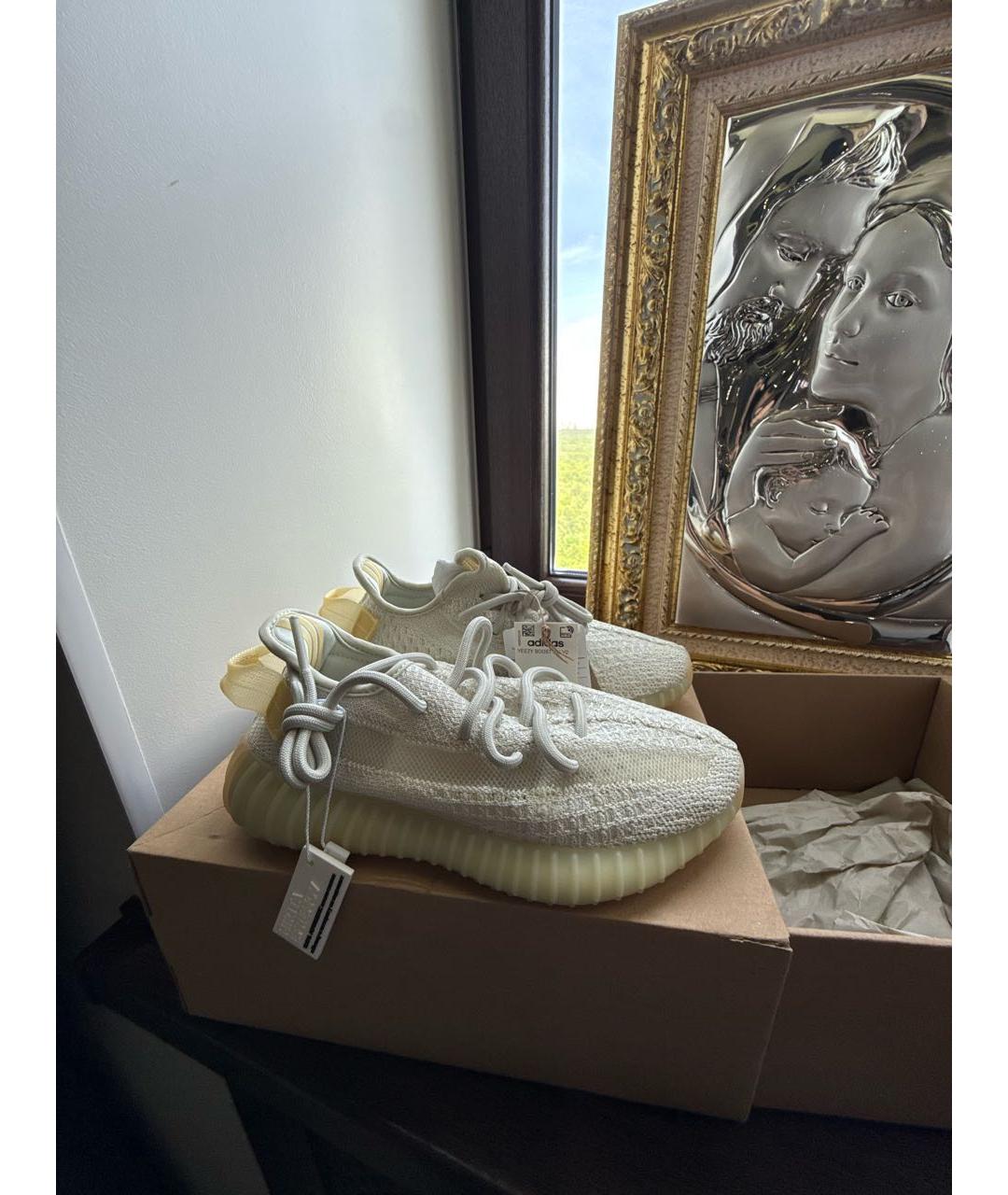YEEZY Серебряные текстильные кроссовки, фото 2