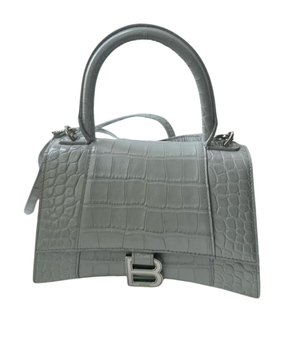 BALENCIAGA Серая кожаная сумка с короткими ручками, фото 1