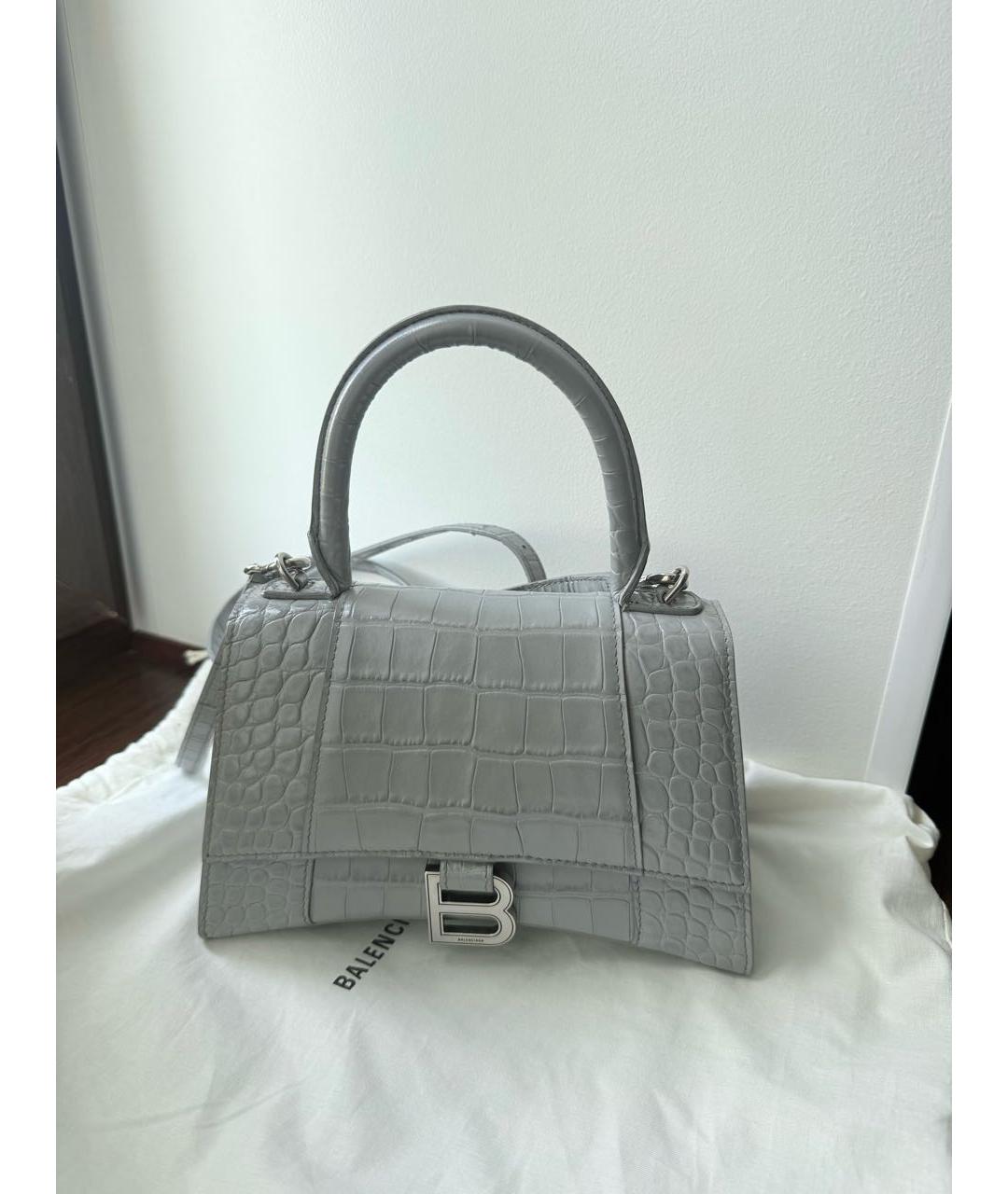 BALENCIAGA Серая кожаная сумка с короткими ручками, фото 5