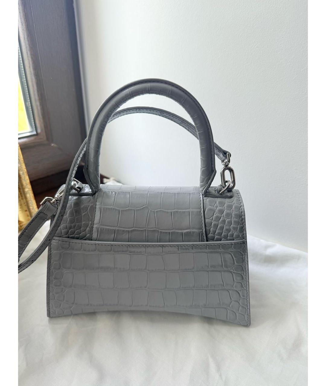 BALENCIAGA Серая кожаная сумка с короткими ручками, фото 2