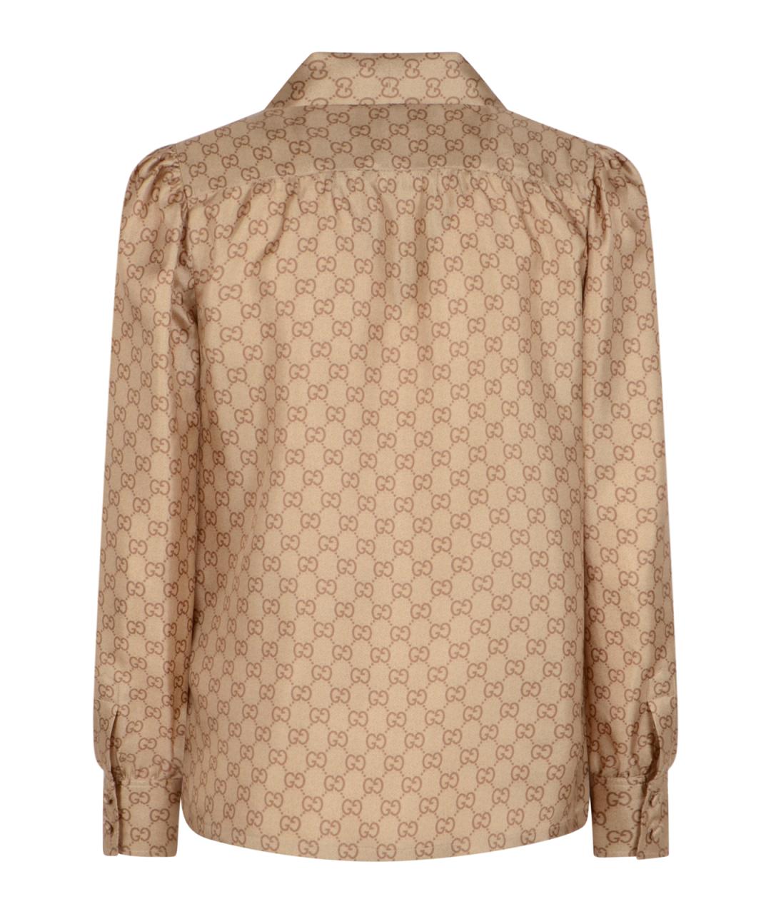 GUCCI Бежевая шелковая рубашка, фото 2