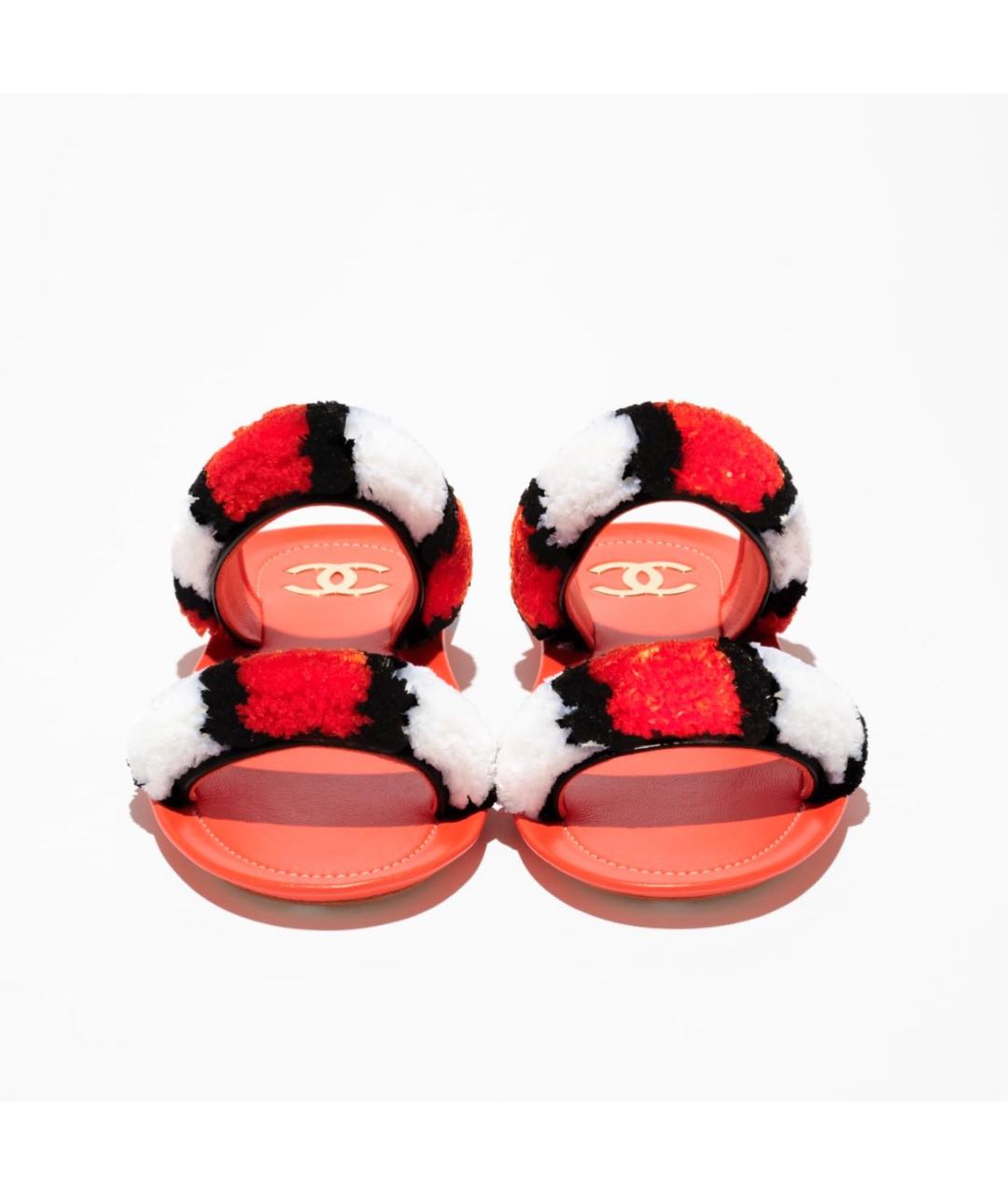 CHANEL Красные шлепанцы, фото 4