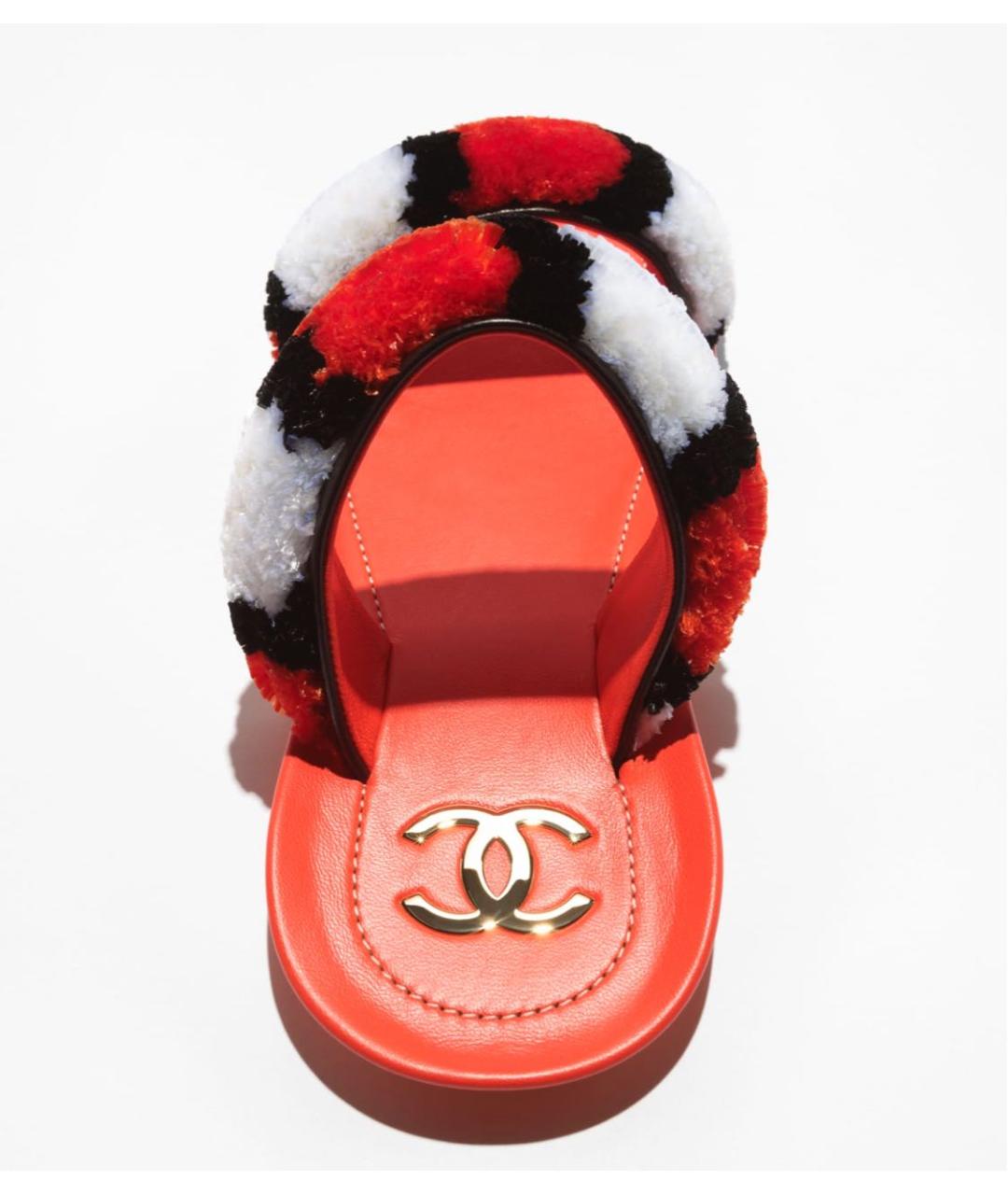 CHANEL Красные шлепанцы, фото 5
