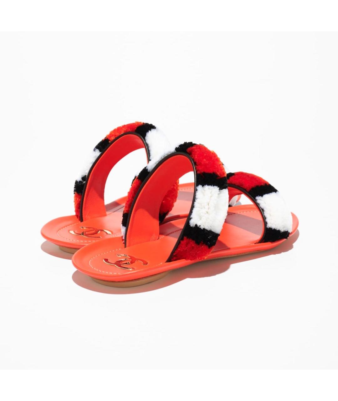 CHANEL Красные шлепанцы, фото 6