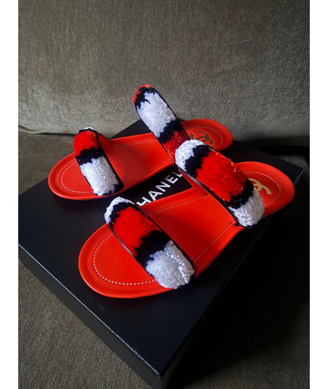 CHANEL Красные шлепанцы, фото 2