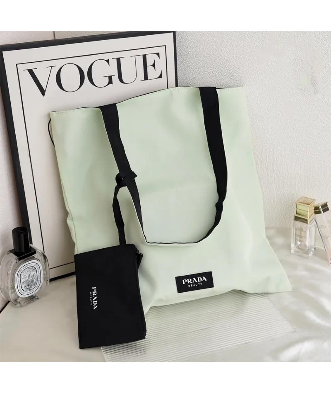 PRADA BEAUTY Зеленая хлопковая сумка тоут, фото 2