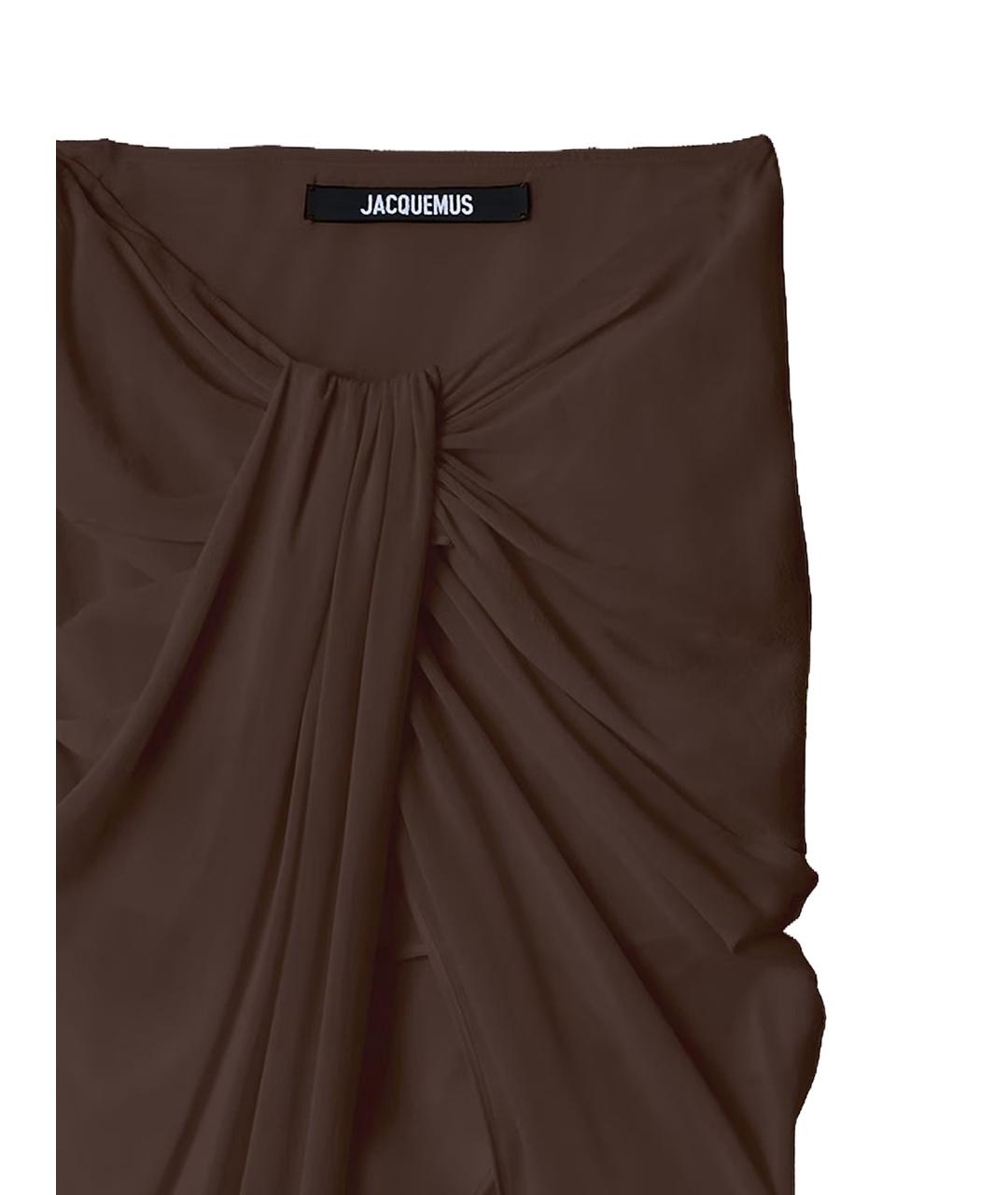 JACQUEMUS Коричневая полиэстеровая юбка миди, фото 2