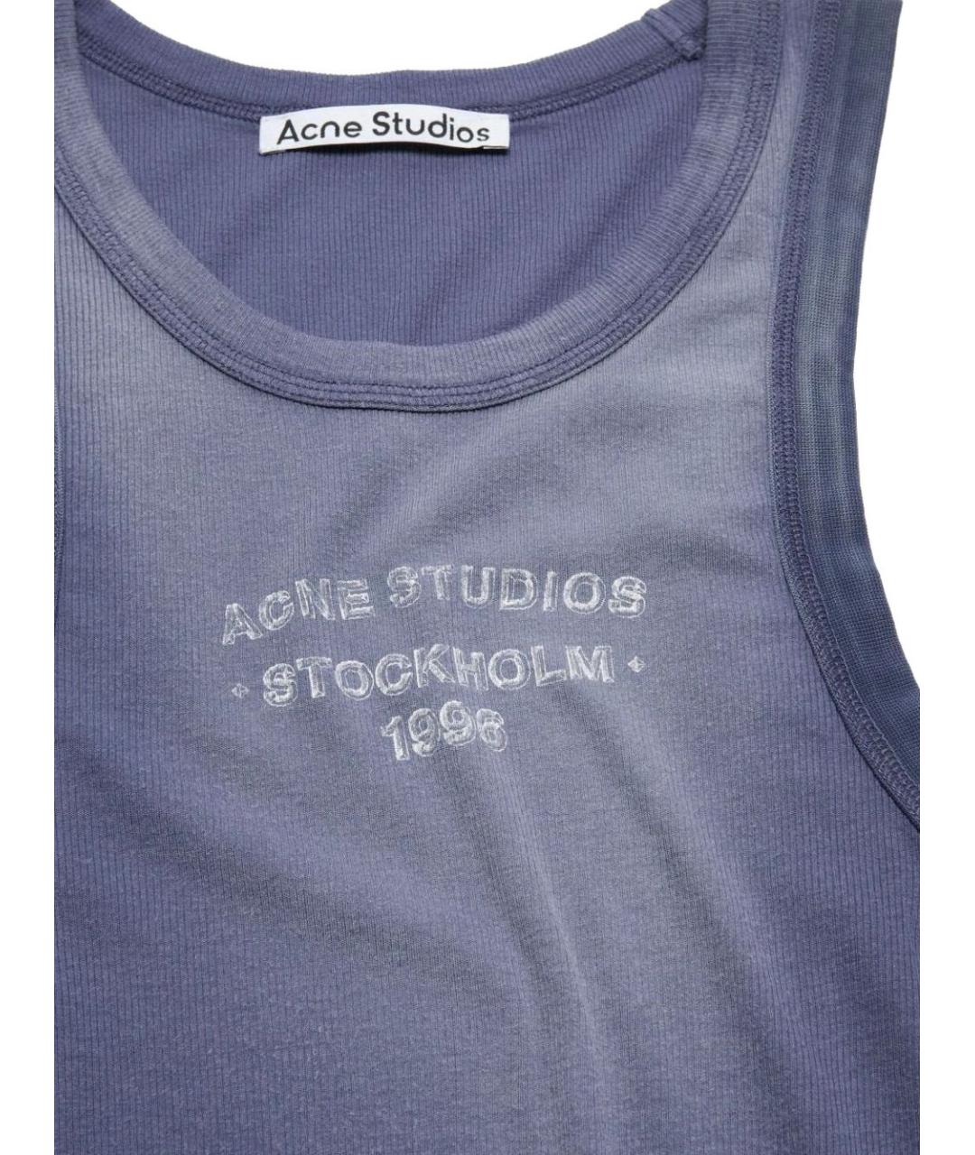 ACNE STUDIOS Синяя хлопковая майка, фото 2