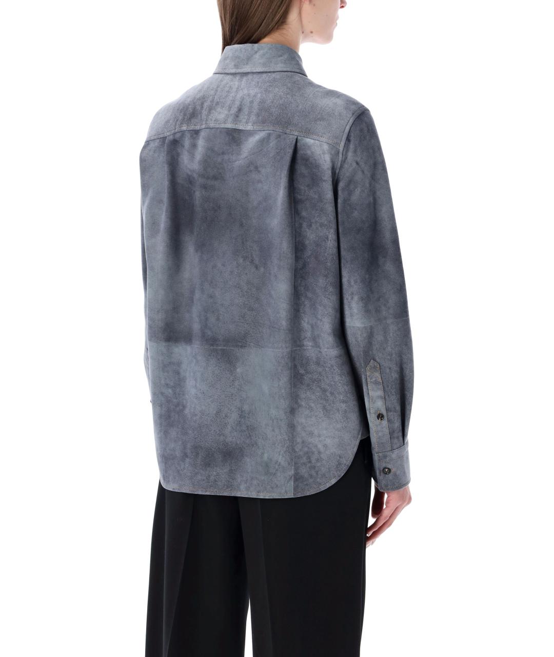 BOTTEGA VENETA Голубая замшевая рубашка, фото 3