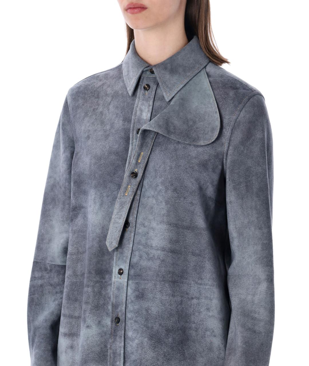 BOTTEGA VENETA Голубая замшевая рубашка, фото 4