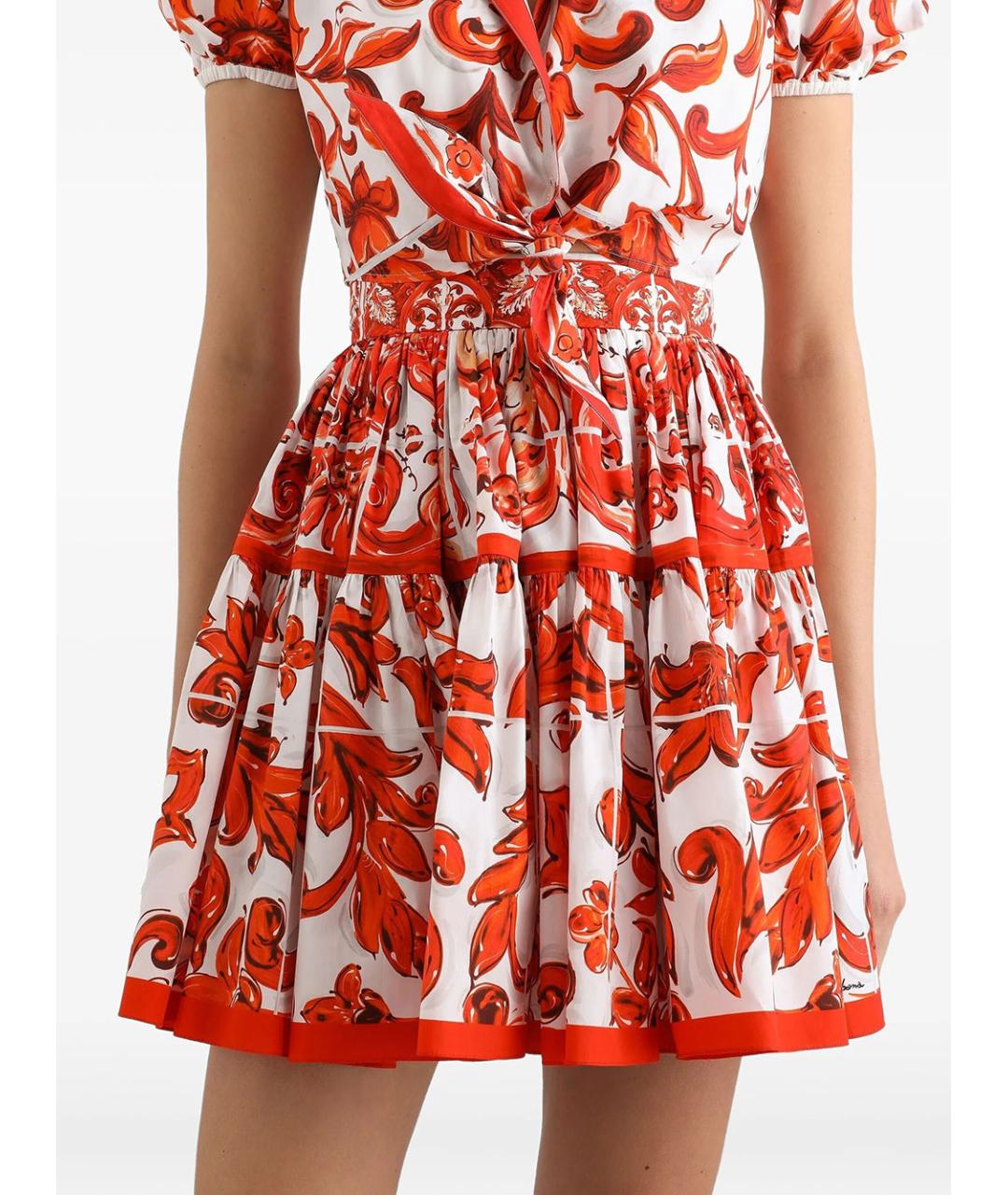 DOLCE&GABBANA Красная хлопковая юбка миди, фото 2