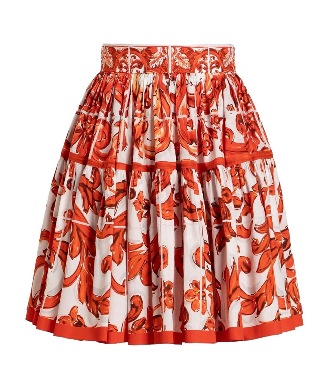 DOLCE&GABBANA Красная хлопковая юбка миди, фото 1