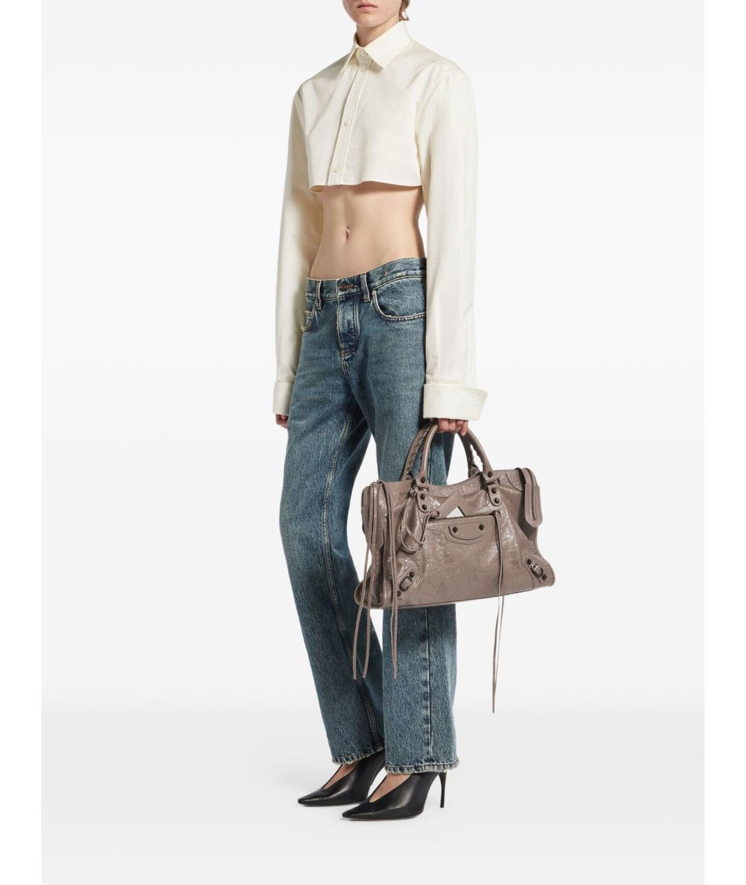 BALENCIAGA Бежевая кожаная сумка тоут, фото 2