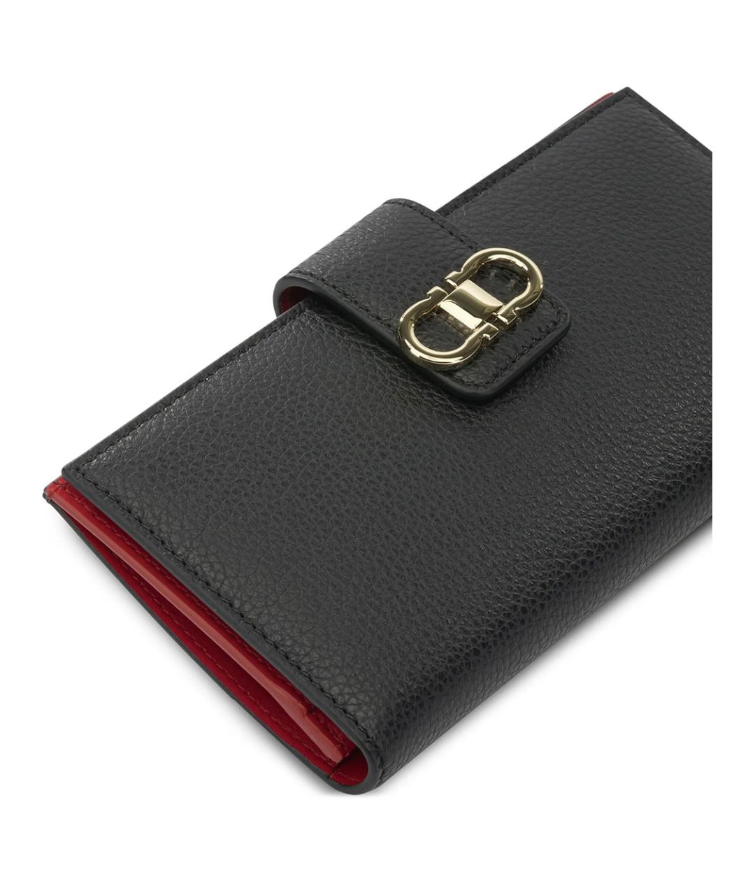 FERRAGAMO Черный кожаный кошелек, фото 5