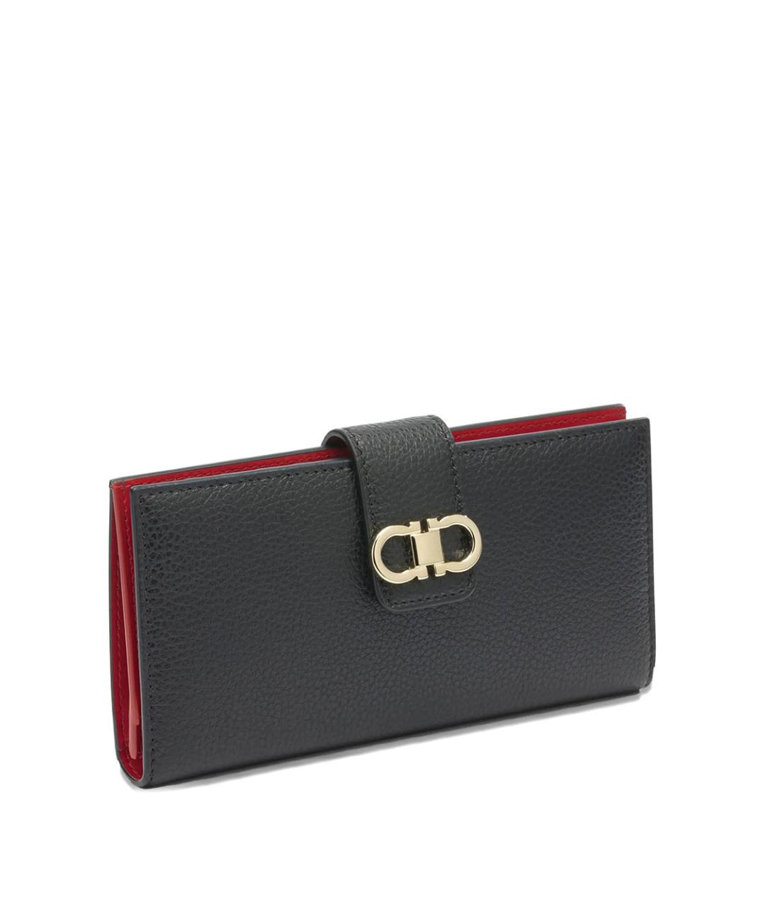 FERRAGAMO Черный кожаный кошелек, фото 4