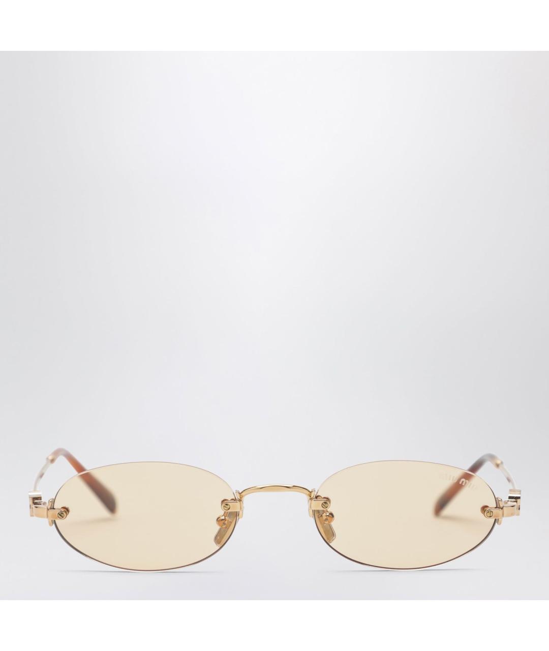 MIU MIU Золотые металлические солнцезащитные очки, фото 3