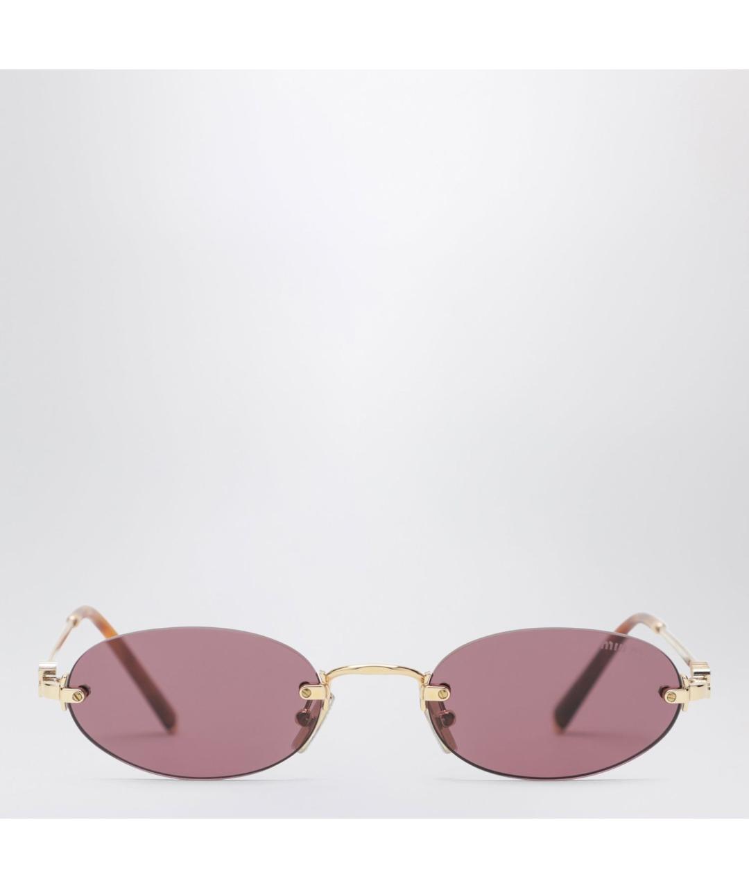 MIU MIU Золотые металлические солнцезащитные очки, фото 3
