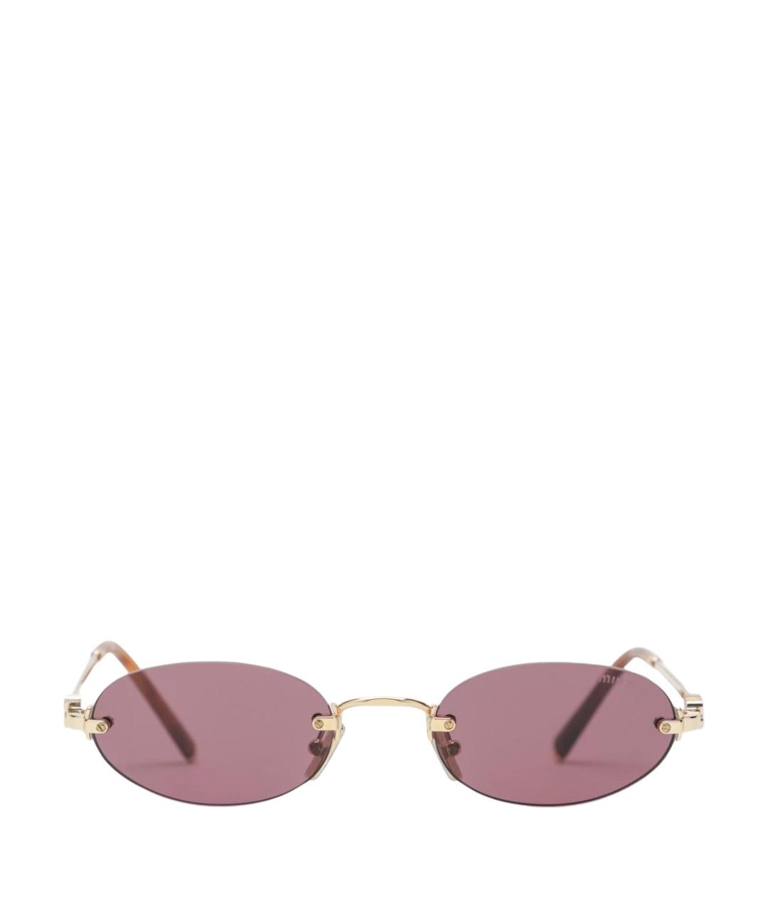 MIU MIU Золотые металлические солнцезащитные очки, фото 1