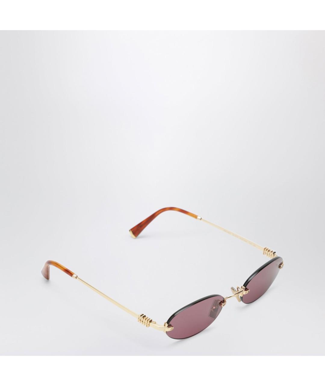 MIU MIU Золотые металлические солнцезащитные очки, фото 2