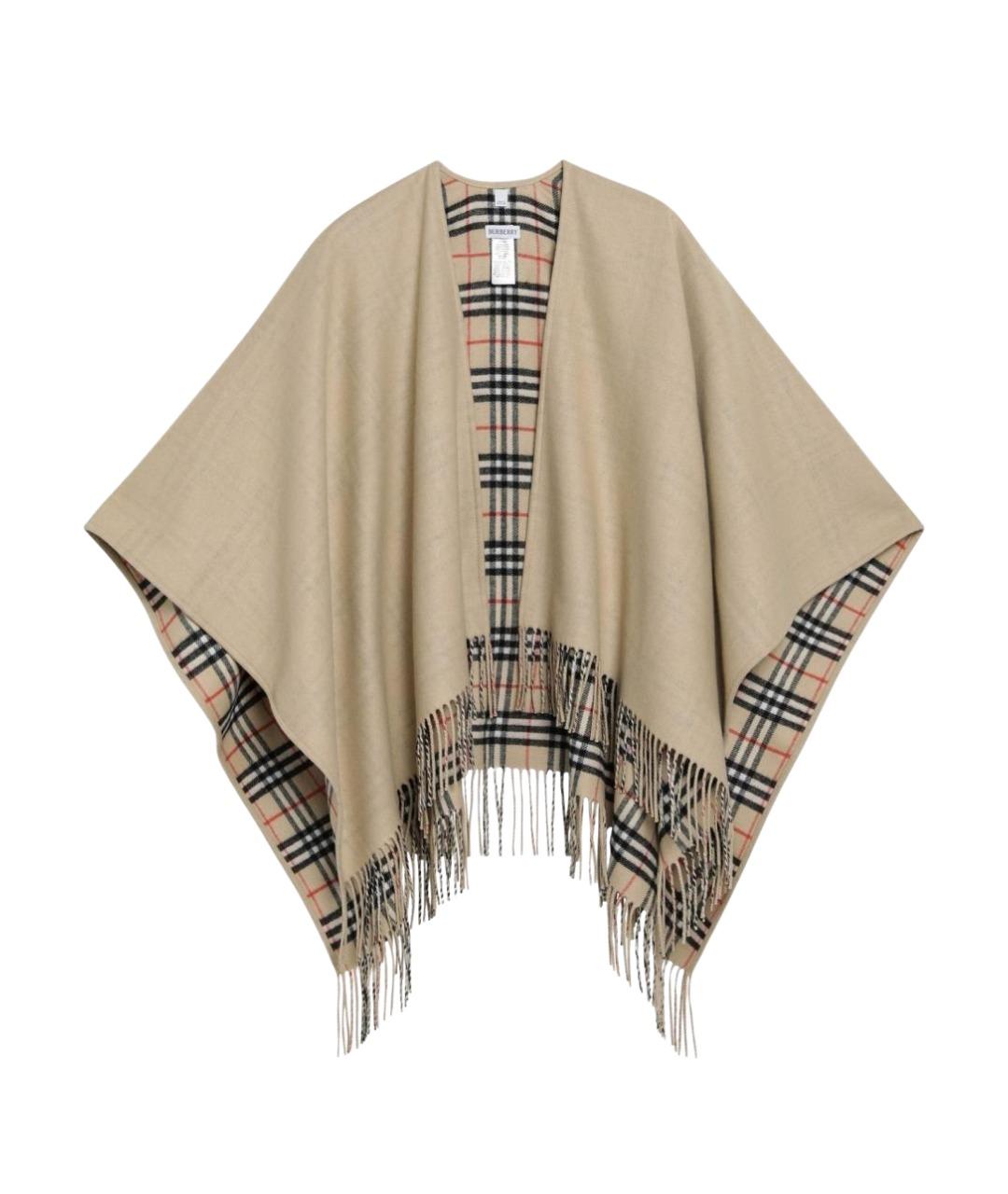 BURBERRY Бежевый шерстяной шарф, фото 1