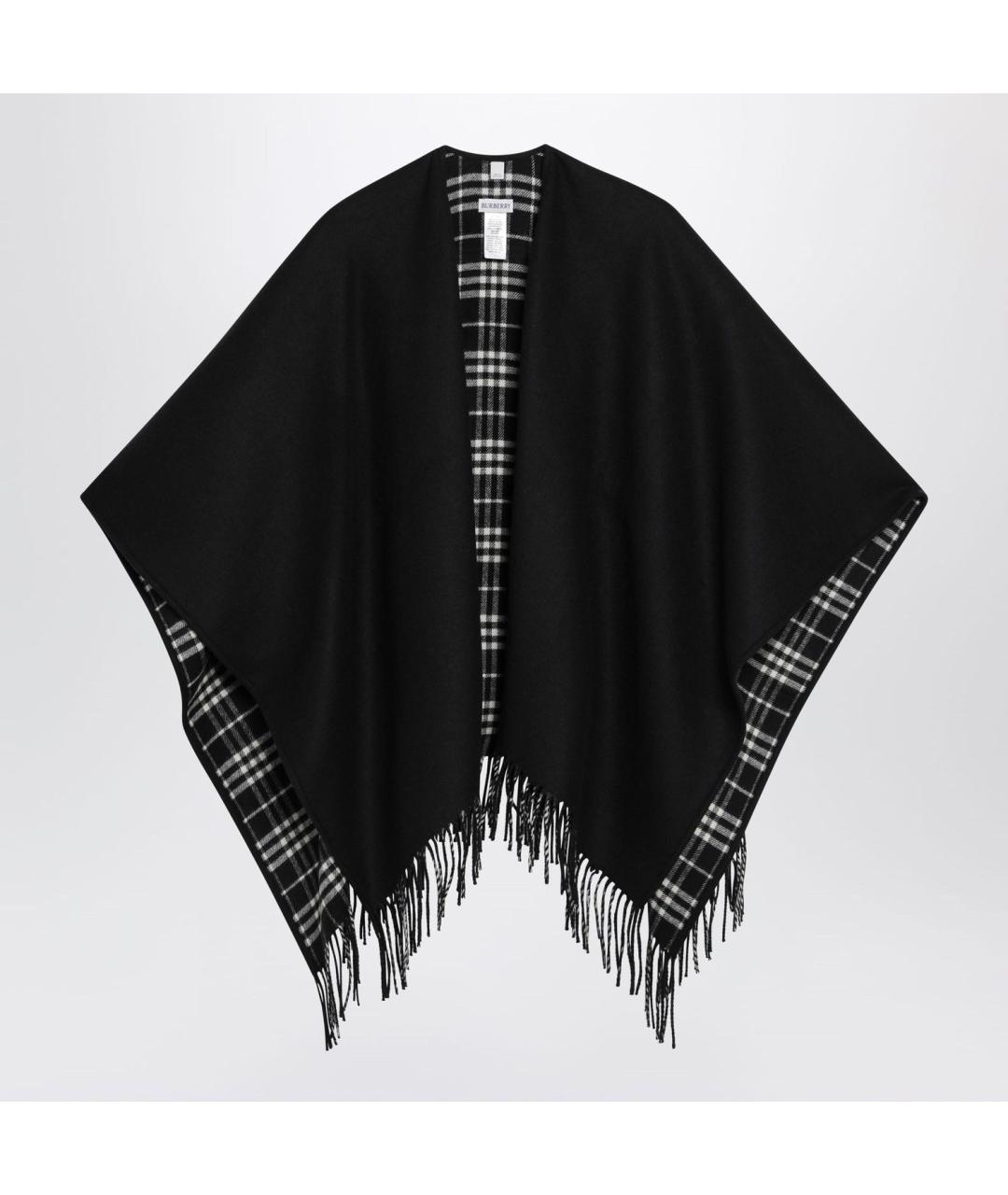 BURBERRY Черный шерстяной шарф, фото 3