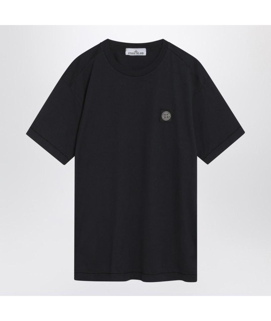 STONE ISLAND Темно-синяя хлопковая футболка, фото 3