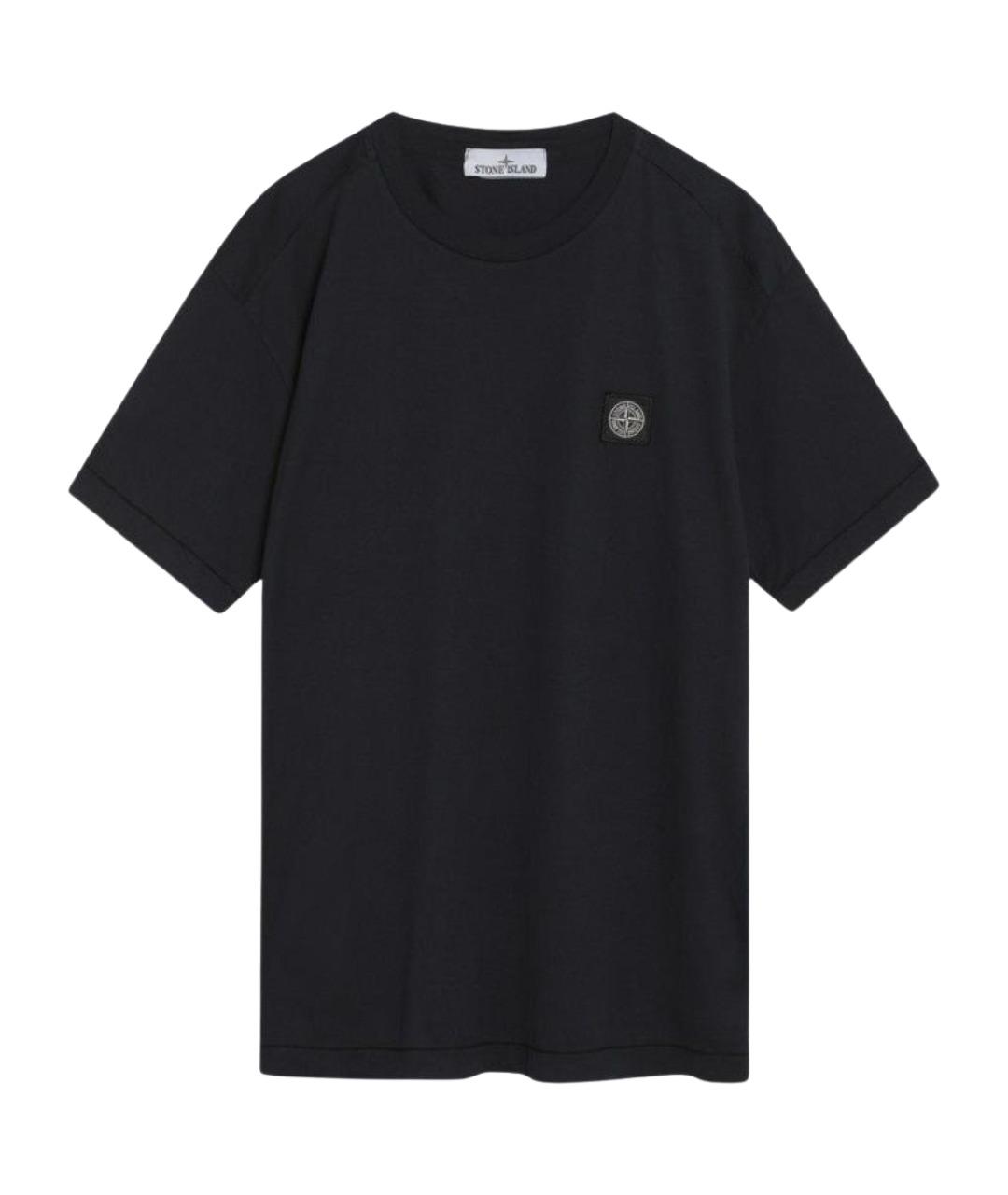 STONE ISLAND Темно-синяя хлопковая футболка, фото 1