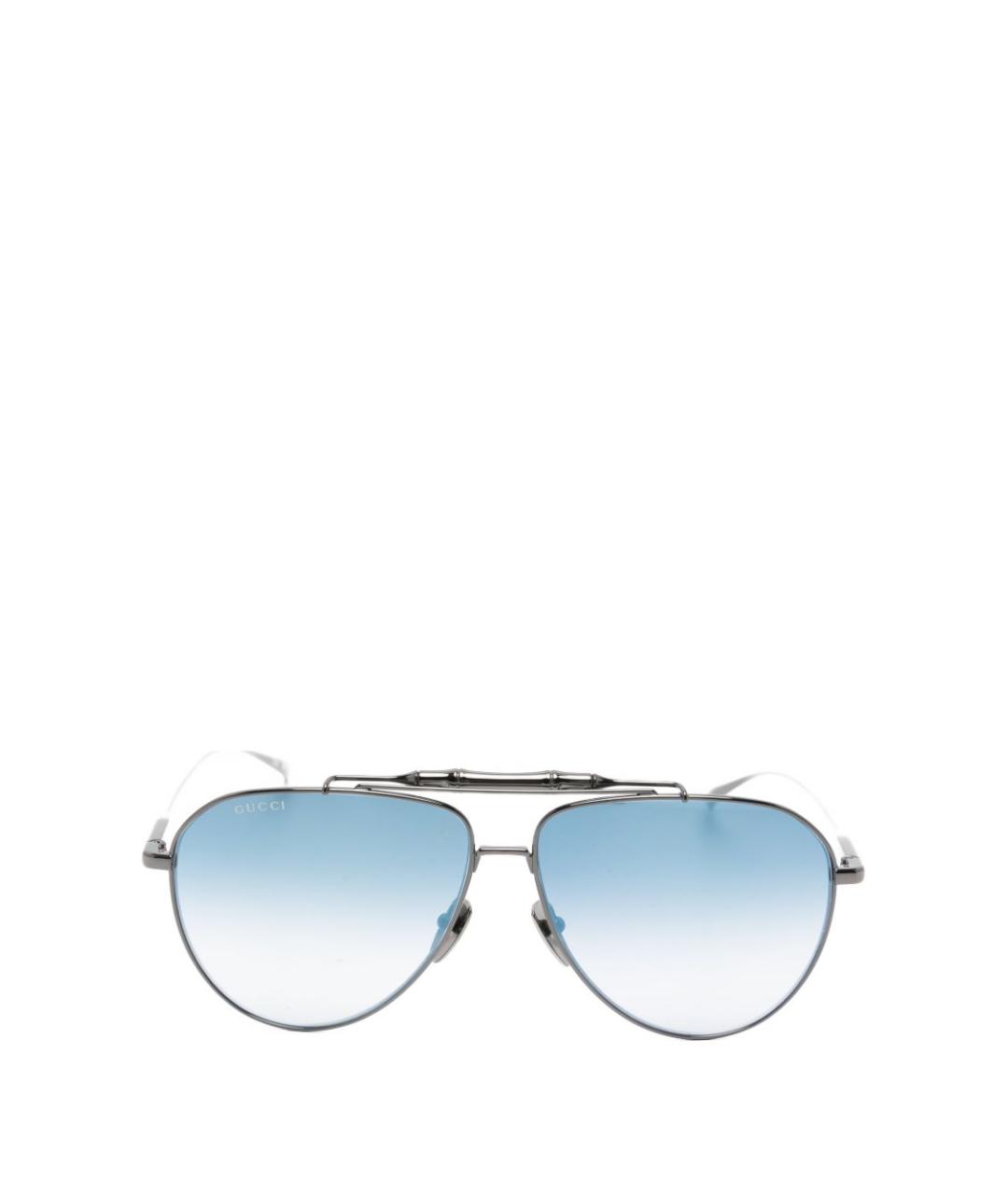 GUCCI Серебряные металлические солнцезащитные очки, фото 1