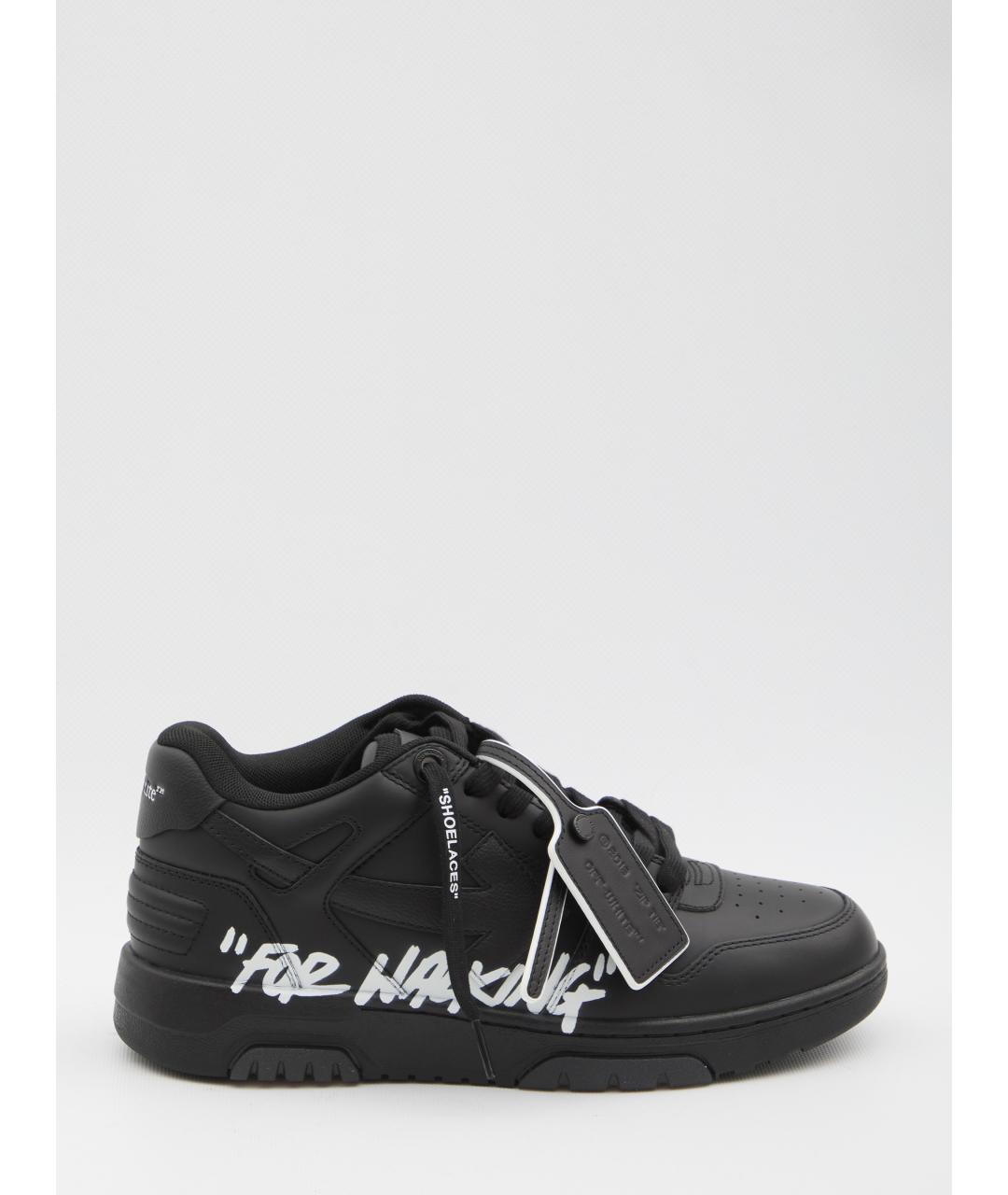 OFF-WHITE Черные кожаные высокие кроссовки / кеды, фото 6