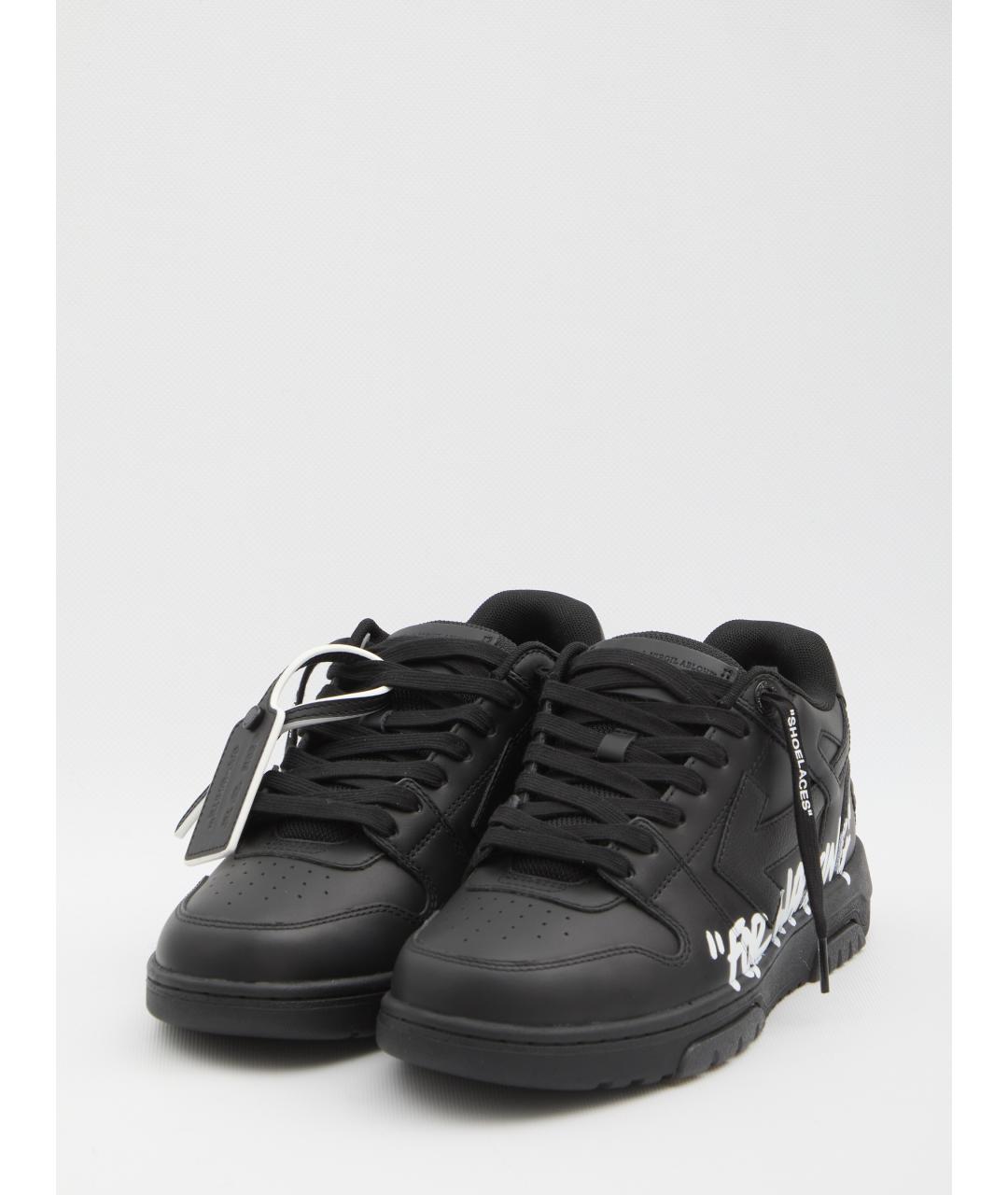 OFF-WHITE Черные кожаные высокие кроссовки / кеды, фото 2