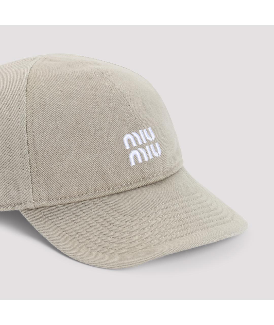 MIU MIU Бежевая хлопковая кепка, фото 4