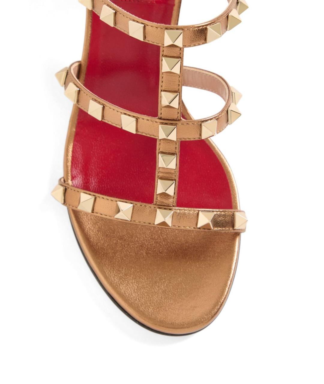 VALENTINO Золотые кожаные мюли, фото 4