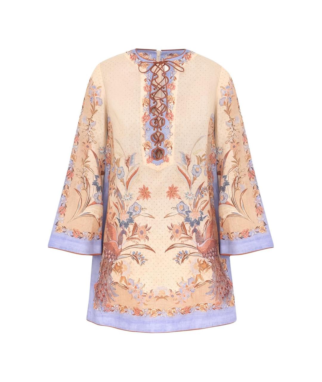 ZIMMERMANN Бежевое льняное повседневное платье, фото 1