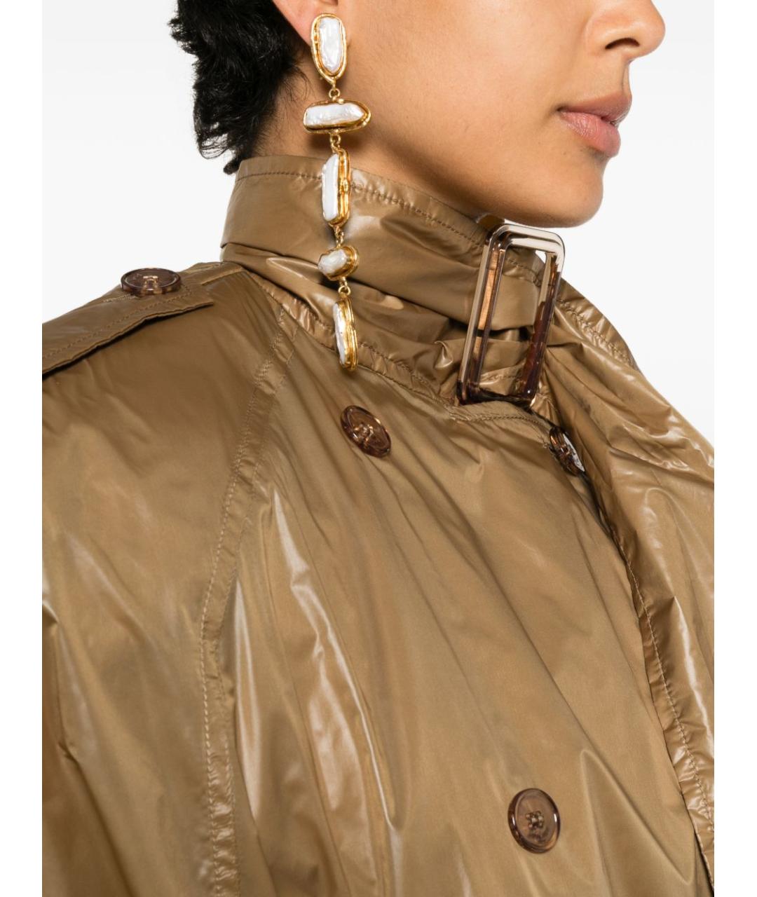SAINT LAURENT Коричневый полиамидовый тренч/плащ, фото 4