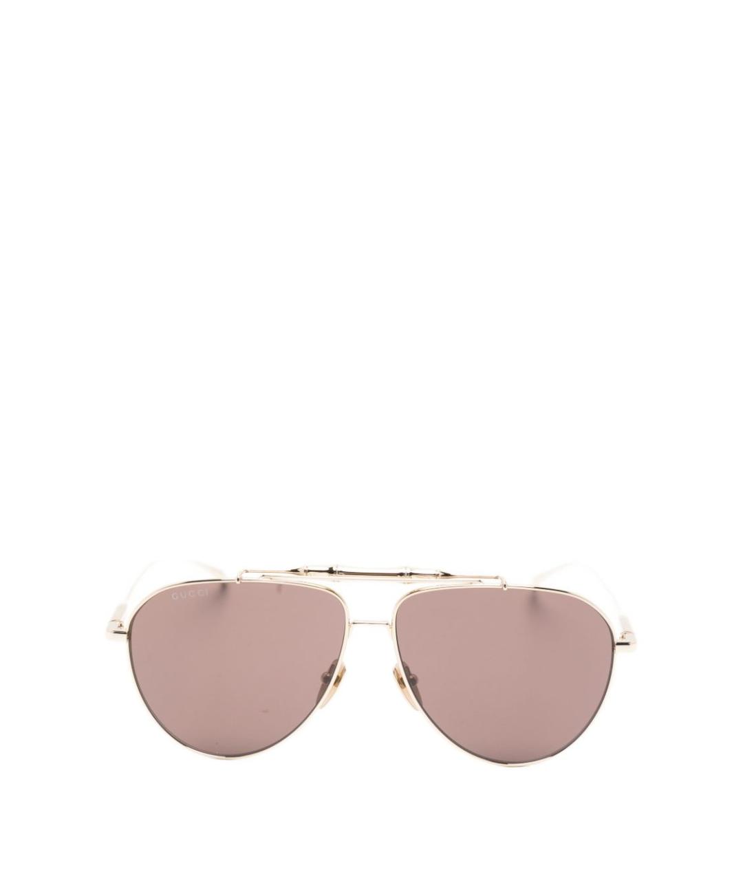 GUCCI Золотые металлические солнцезащитные очки, фото 1