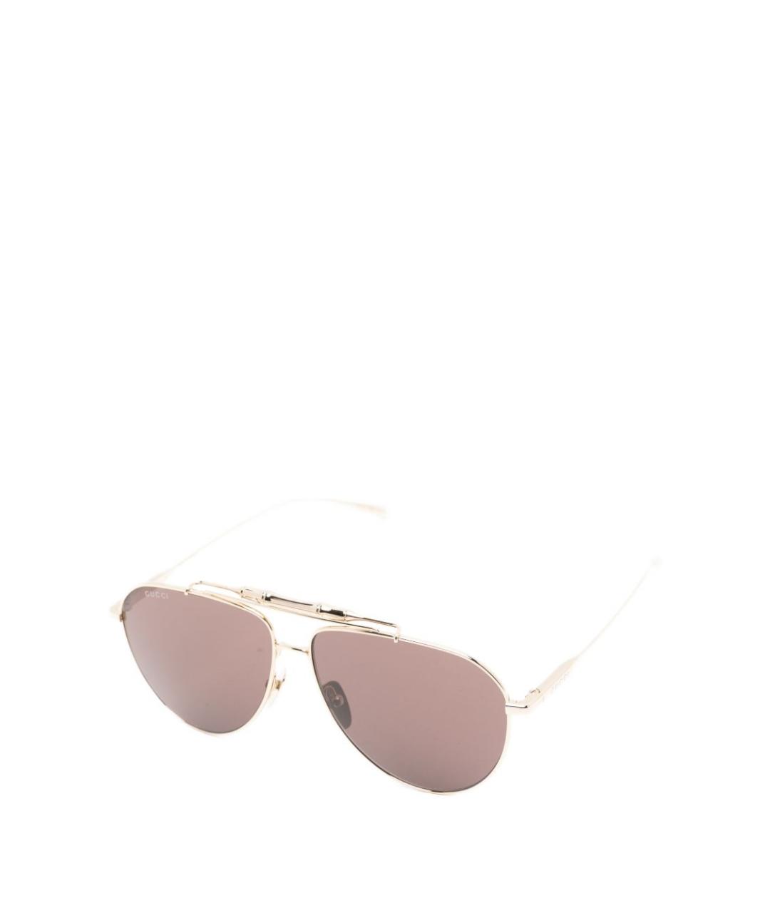 GUCCI Золотые металлические солнцезащитные очки, фото 3