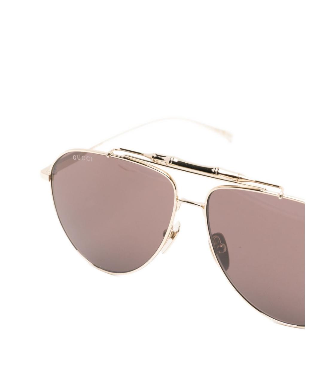 GUCCI Золотые металлические солнцезащитные очки, фото 2